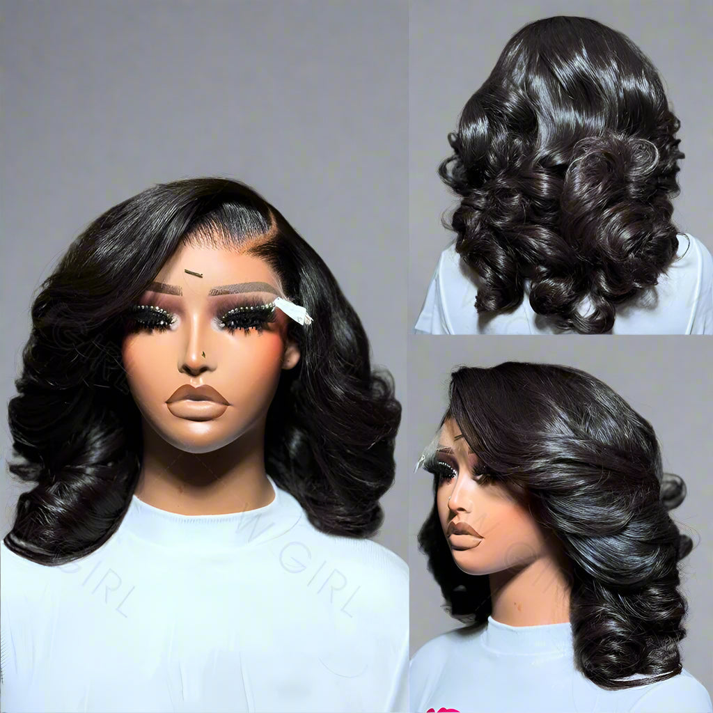 HD Body Wave Bob Wigs Short Body Wave Human Hair Wigs Brazilian Water Wave