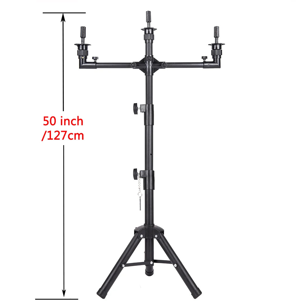 Wig Stand With Three Holders For Canvas Head For Wig Making Mannequin Head