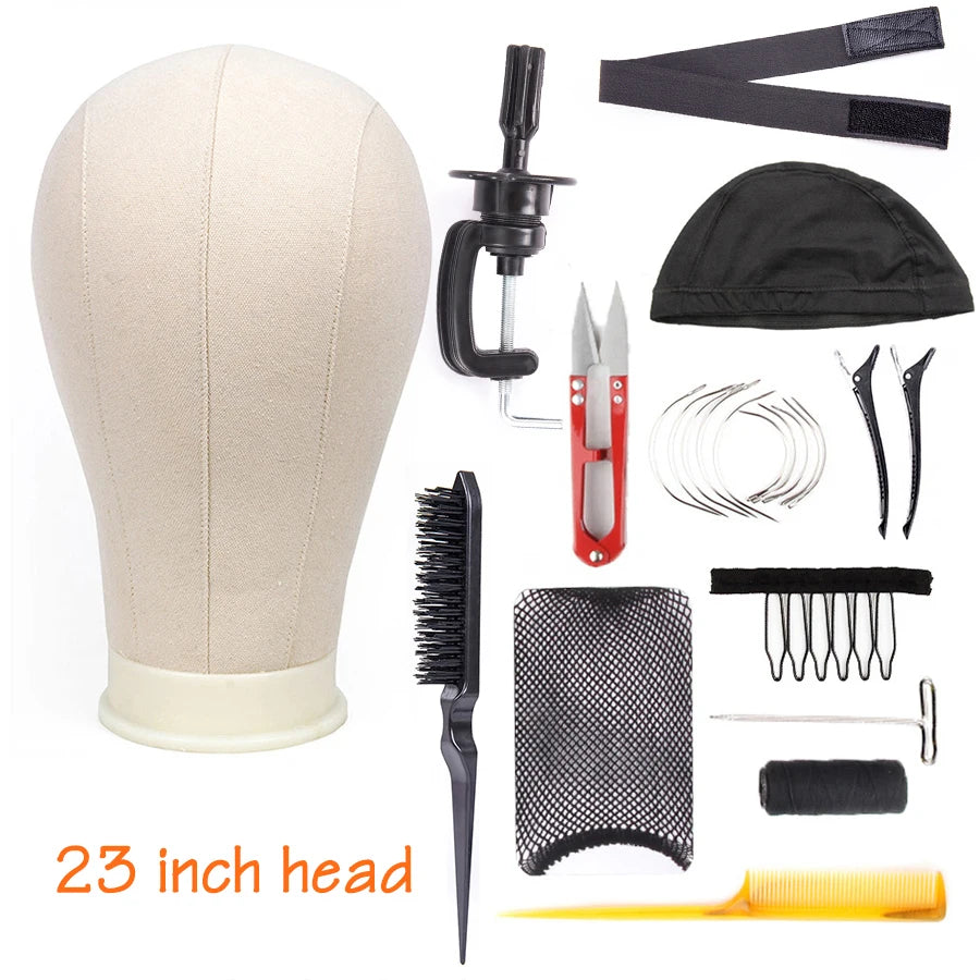 Training Mannequin Head Canvas Block Head Display Styling Mannequin Manikin Head Wig Stand Free Get T Needle Holder