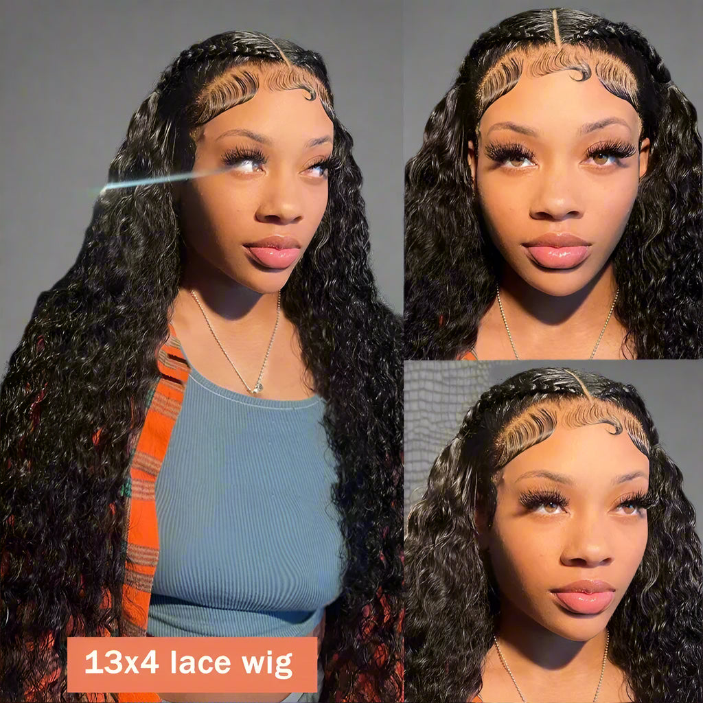 Deep Curly Hd Lace Frontal Wig Water Wave Wig