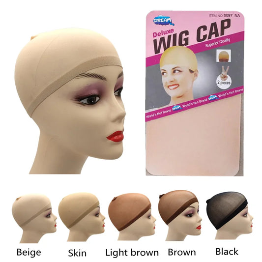 2pcs/Bag Top Stocking Wig Cap Hair Net For Weave Hair Wig Nets Black Brown Stretch Mesh Wig Cap For Making Wigs