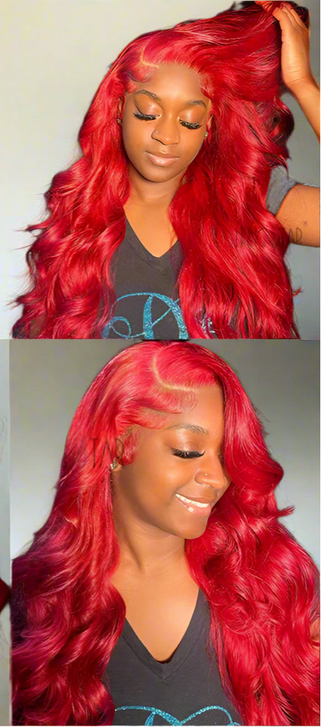 Red Body Wave 13X6 Brazilian Hair Lace Front Wig