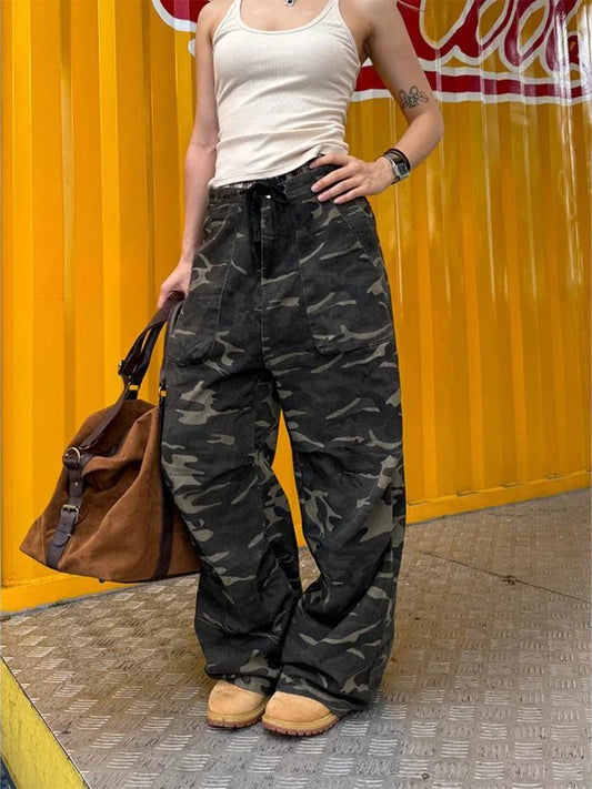 Camo Cargo Pants Woman Vintage Baggy Camouflage Trousers