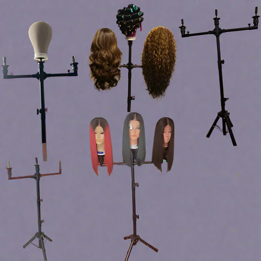 Wig Stand With Three Holders For Canvas Head For Wig Making Mannequin Head