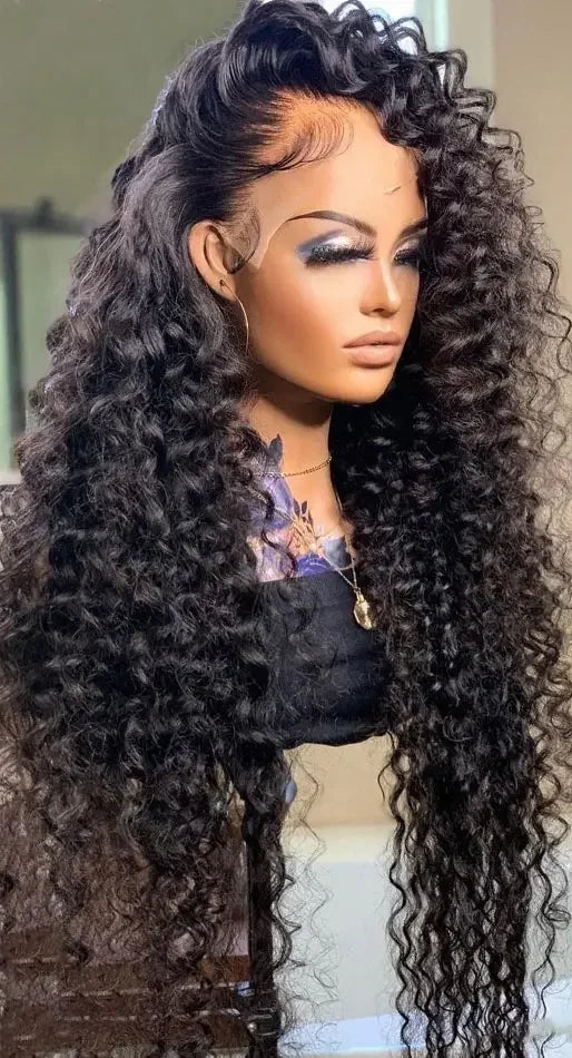 Deep Curly Hd Lace Frontal Wig Water Wave Wig