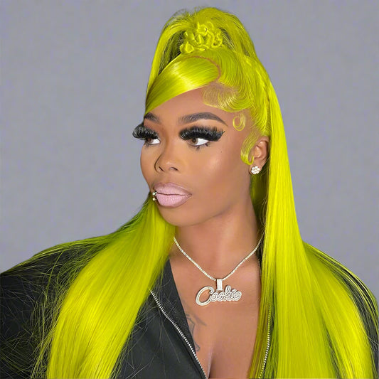 Ponytail Wig Light Yellow Straight Hair  13x6 Lace Front Real Human Hair Wig