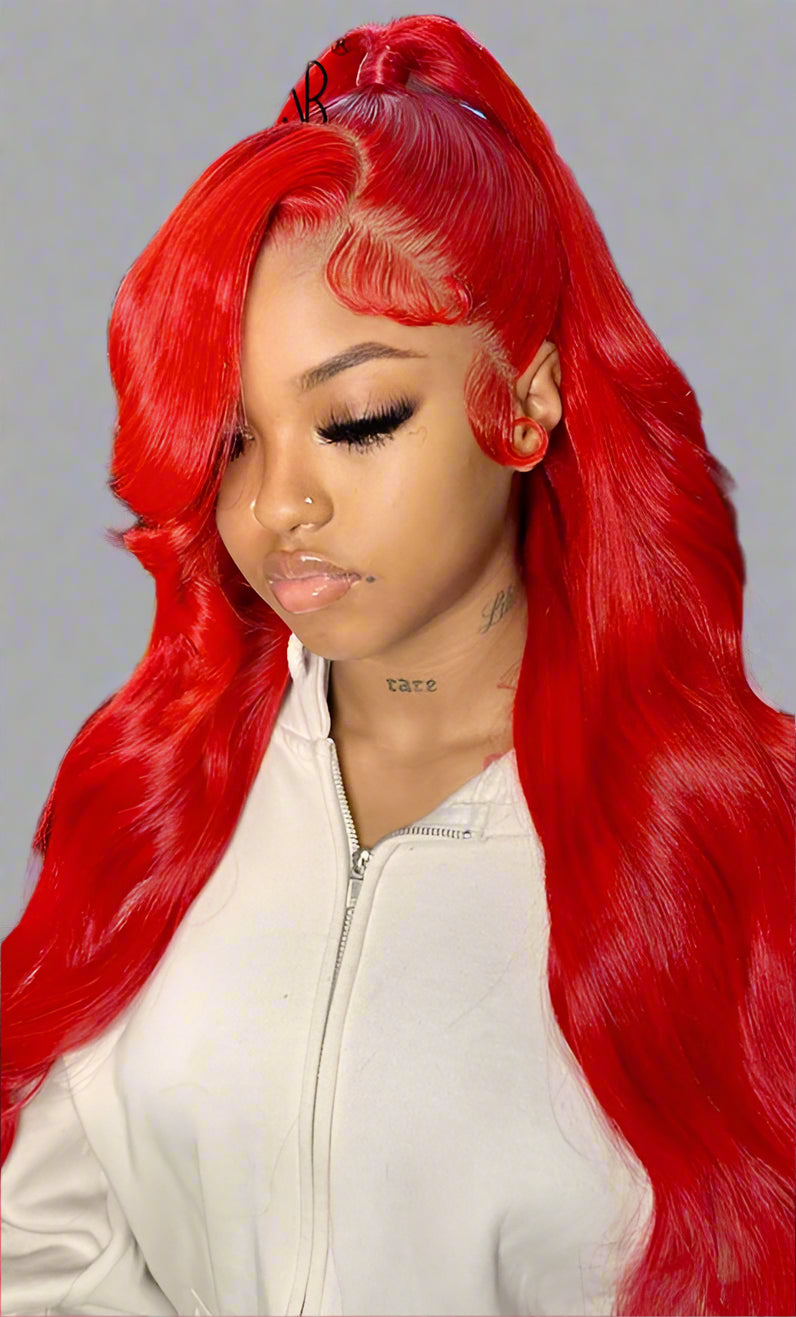 Red Body Wave 13X6 Brazilian Hair Lace Front Wig