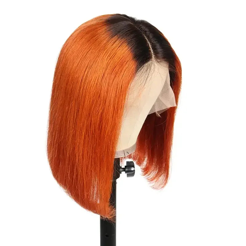 Black Ombre Ginger Orange Short Bob