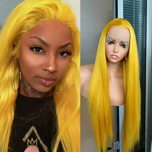 Yellow 613 Transparent Lace Frontal Wig