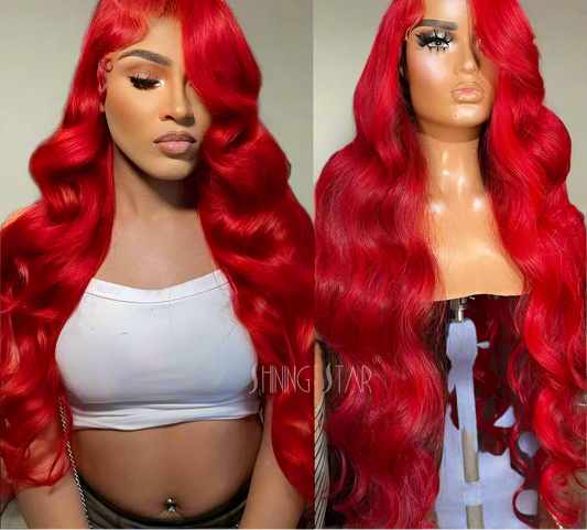 Red Body Wave 13X6 Brazilian Hair Lace Front Wig