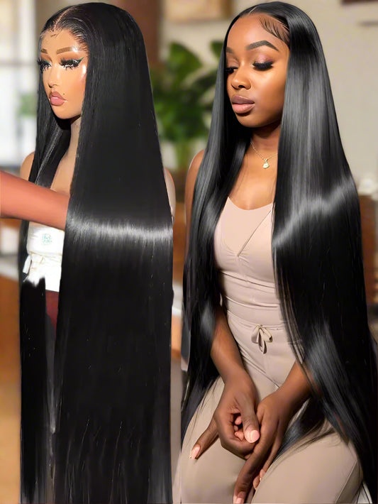 INCHES 46! 50! Inch  13x6 HD Transparent Bone Straight Lace Front Wigs 200 Density