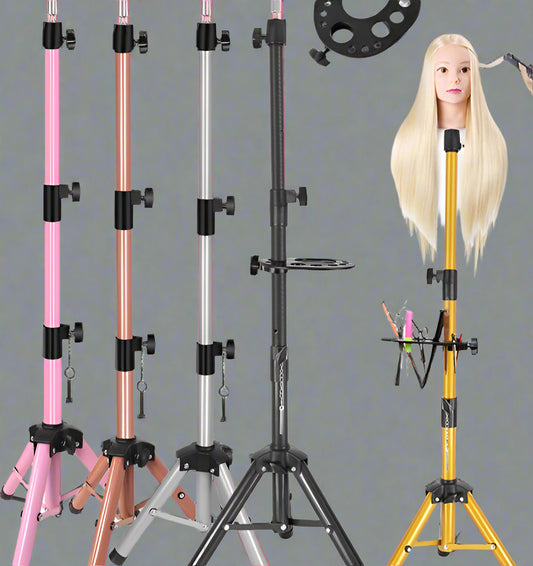 55Inch Mannequin Head Stand Adjustable Heavy Duty Wig Stand Tripod For Cosmetology Hairdressing Training Head Stand With Tray