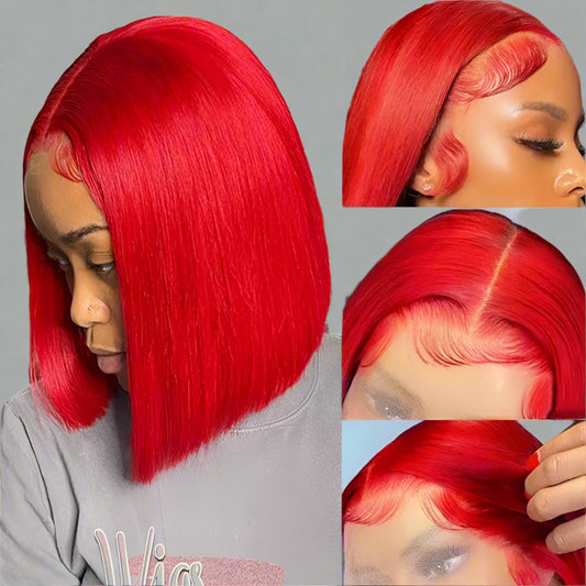 Red Bob Wig Human Hair Straight