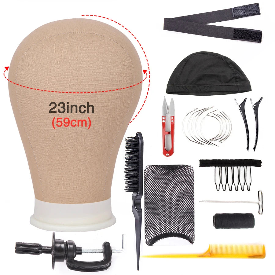 Training Mannequin Head Canvas Block Head Display Styling Mannequin Manikin Head Wig Stand Free Get T Needle Holder